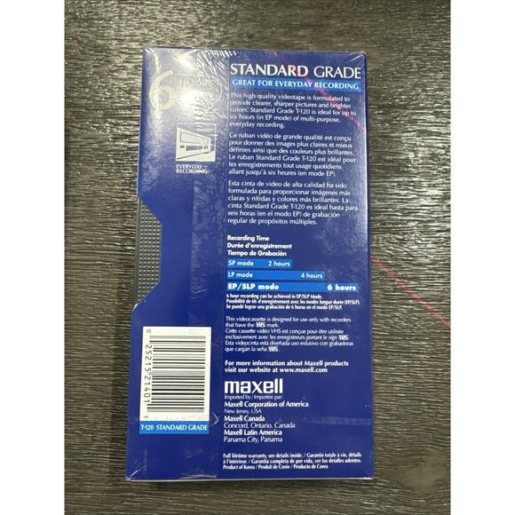 Sealed 3 Pack Maxell VHS T-120 6 Hour Standard Grade VCR Blank Video Tapes - Picture 3 of 3